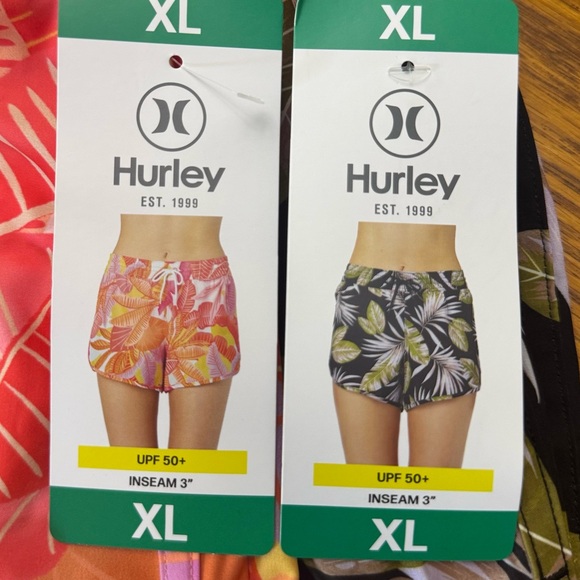 Hurley Pants - Set of 2 / women's HURLEY UPF 50 Inseam 3 Swim SHORT XL Orange Floral/Blac